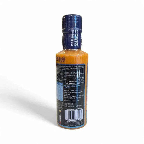 Calisto's Mild Peri Peri Sauce 250ml bottle with nutritional info.