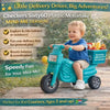 Checkers Sixty60 MINI-ME teal ride-on motorbike with three wheels and rear delivery box