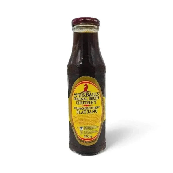 Mrs Balls Original Chutney 470g jar with sweet and tangy South African chutney flavor