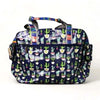 Cotton Road Nappy Bag in navy blue with cactus and stripes design, multiple compartments, and long strap