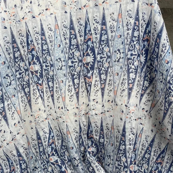 Scarf - Cream with Blue Pattern - Something From Home - South African Shop