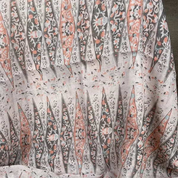 Scarf - Light Pink with Brown & Orange Pattern - Something From Home - South African Shop