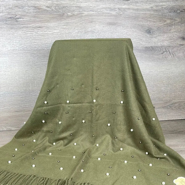 Winter Poncho - Green with Pearls - Something From Home - South African Shop