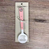 Enamel sugar spoon with wooden handle and laser engraved "Suikerbos Ek Wil Jou He" design