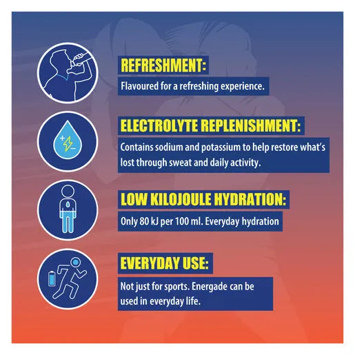 Energade Sports Drink Concentrate Naartjie 750ml for refreshing electrolyte replenishment and low kilojoule hydration