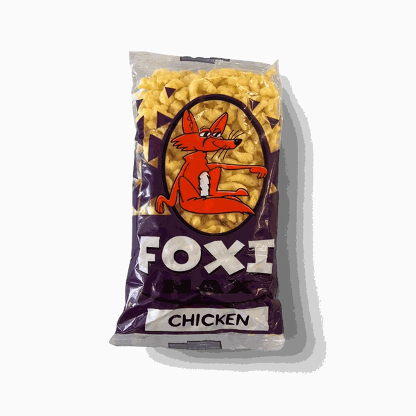 Foxi Nax Chicken 75g bag of crunchy maize puffs snack with chicken flavor from South Africa