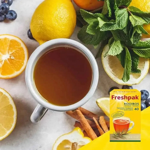 Freshpak Rooibos Tea 40's box with caffeine-free antioxidant-rich rooibos tea bags
