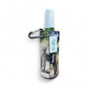 Frosty Beer Cooler with Big 5 Wildlife Print, neoprene sleeve with carabiner clip holding a beer bottle, ideal for braais and outdoor activities.