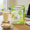 Futurelife Smart Food Banana 500g instant cereal and banana smoothie at a home office desk