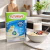Futurelife High Protein Vanilla 500g with prepared cereal and milk in a bright kitchen