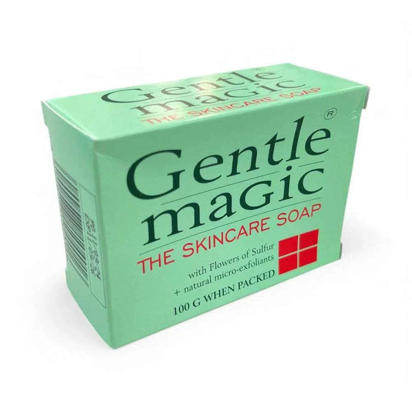Gentle Magic Skincare Soap Bar 100g in green packaging, deeply cleanses and exfoliates.