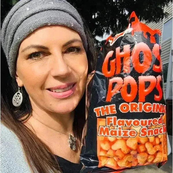 Simba Ghost Pops 100g bag of South African chutney and spice flavored snack chips