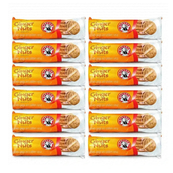 Pack of 12 Bakers Gingernuts Biscuits 190g with New Zealand ginger flavor