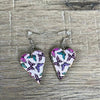 Hanging earrings purple heart with butterflies nickel free made in South Africa