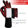 Heat resistant Braai gloves in red and black with non-slip grip for safe grilling and cooking