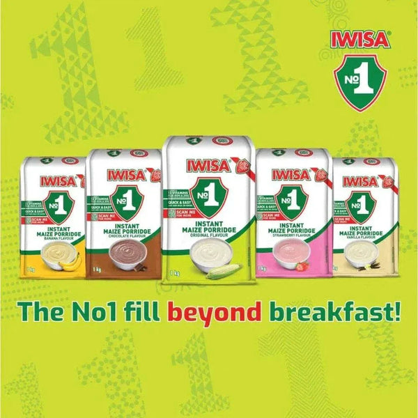 IWISA Instant Maize Porridge Vanilla 1kg pack, South African shop breakfast option.
