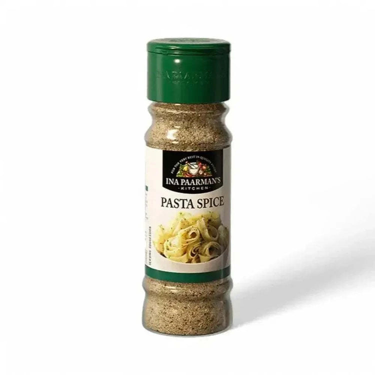 Ina Paarman Pasta Seasoning 200ml bottle with a blend of Parmesan, garlic, and Italian herbs.