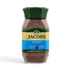Jacobs Kronung Decaf Instant Coffee 200g jar with freeze-dried granules and caffeine-free rich flavor