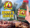 Jimmy's Sauce Steakhouse 750ml bottle with grilled meat, authentic South African flavor