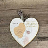 Key Tag - Wooden Heart laser cut with grey tassel 10cm