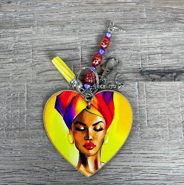 Key Tag - Wooden Heart with Woman - Something From Home - South African Shop