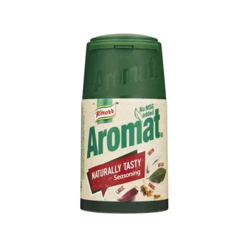 Knorr Aromat Naturally Tasty Shaker 75g seasoning blend with mushroom, turmeric, onion, garlic, and bay leaves