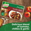 Knorr Cook-in-Bag Spicy Roast Chicken with garlic and tomato blend on wooden table.