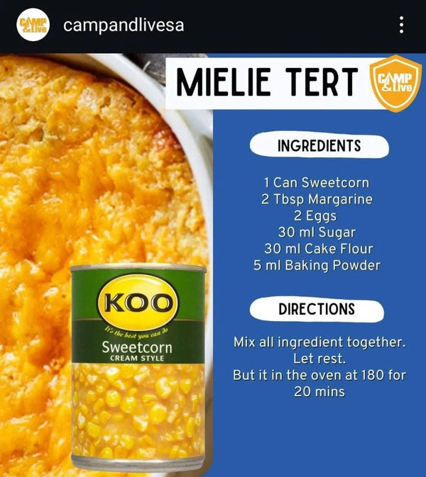 Koo Sweetcorn Creamed Corn 415g can with baked corn dish recipe.