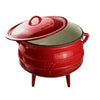 LK Three Legged Potjie Pot 7.8L red enamel cast iron with lid and handle for fire, gas, oven, induction cooktops