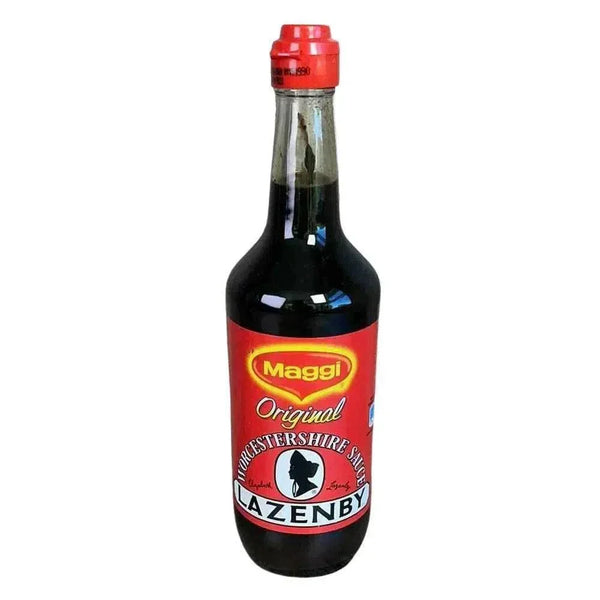 Maggi Lazenby Worcestershire Sauce 500ml bottle with rich, tangy flavor great for cooking.