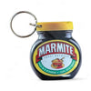 Marmite jar-shaped resin keyring with metal ring, iconic South African design, lightweight and durable collectible accessory