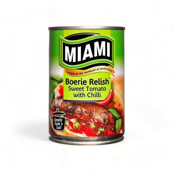 Miami Boerie Relish 450g jar of sweet tomato with chili condiment