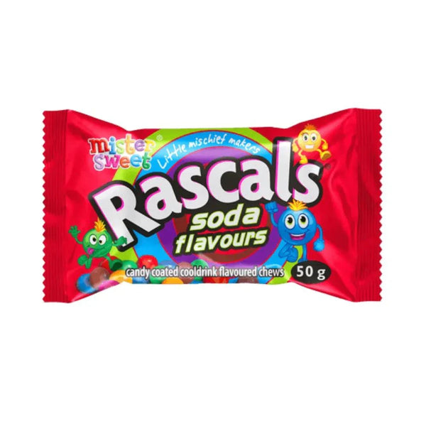 Mister Sweet Rascals soda flavoured chewy candy 50g pack