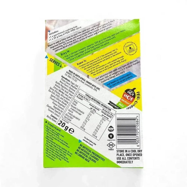 Nando's Peri-Peri Bag & Bake Lemon & Herb 20g cooking bag and seasoning packet for mild chicken seasoning