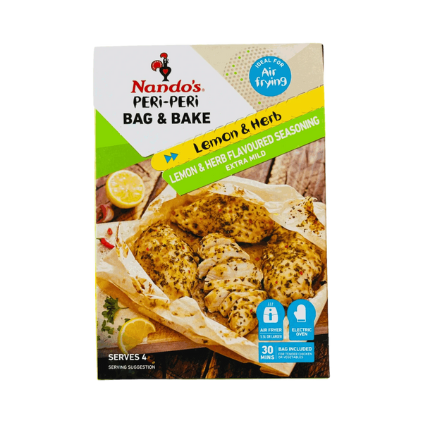 Nando's Peri-Peri Bag & Bake Lemon & Herb 20g seasoning kit with cooking bag for oven and air fryer