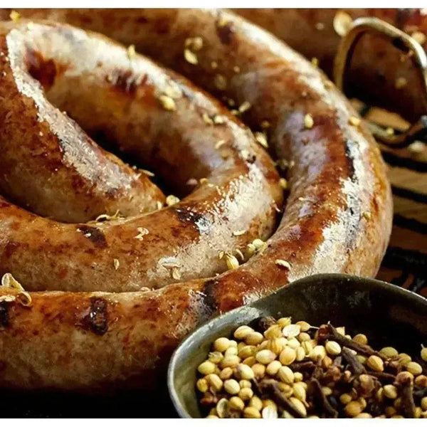 Cooked sausages made with 32-35mm natural hog casings