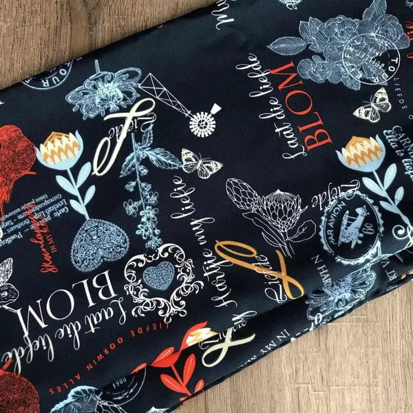Navy Tablecloth with Afrikaans Sayings - Something From Home - South African Shop