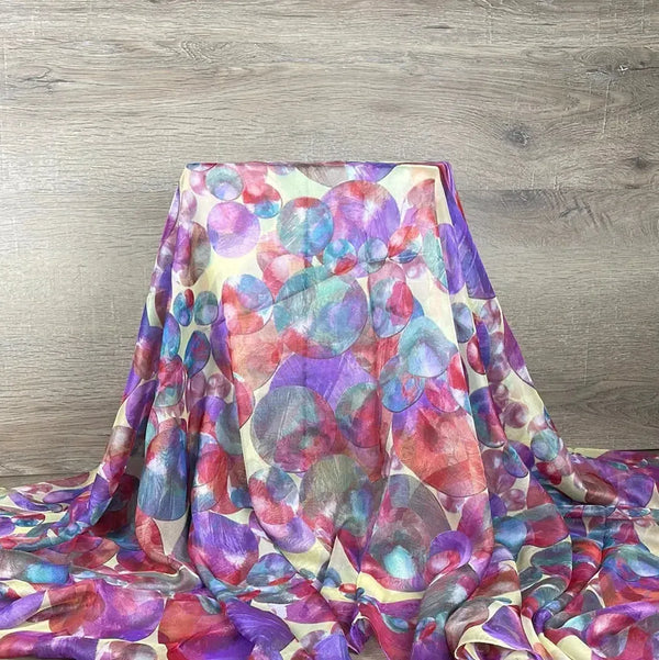 Neck Scarf - Silk Feel Yellow with Multicoloured Bubbles - Something From Home - South African Shop