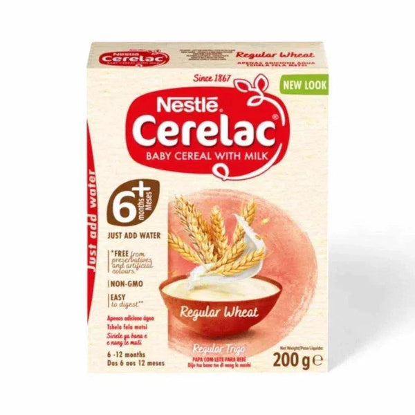 Nestlé Cerelac Baby Cereal with Milk, Regular Wheat, 200g box.