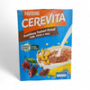 Nestle Cerevita Instant Cereal Corn & Chocolate 500g packaging showing corn, cocoa, and milk ingredients.