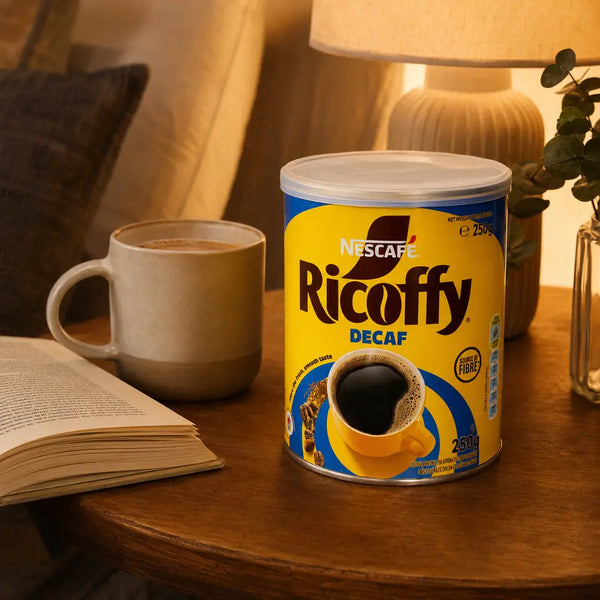 Nescafé Ricoffy Decaf 250g for a relaxed evening coffee moment