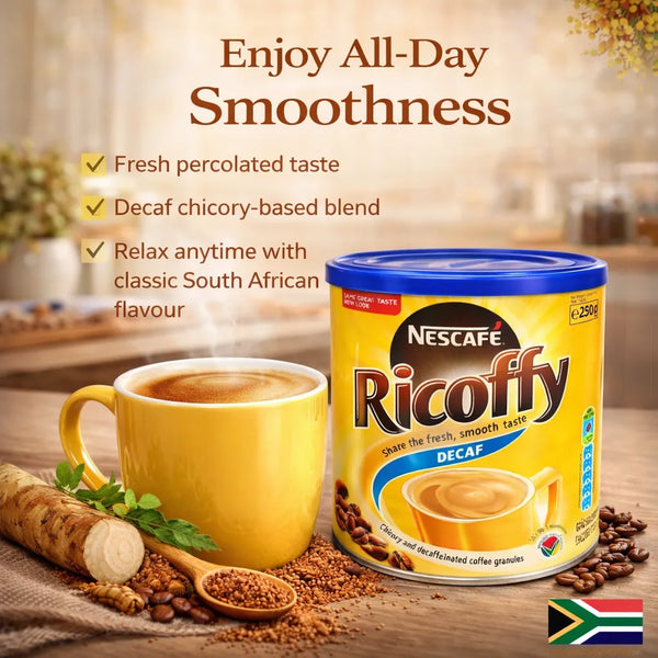 Nestle Ricoffy Decaf Instant Coffee 250g chicory-based South African instant coffee