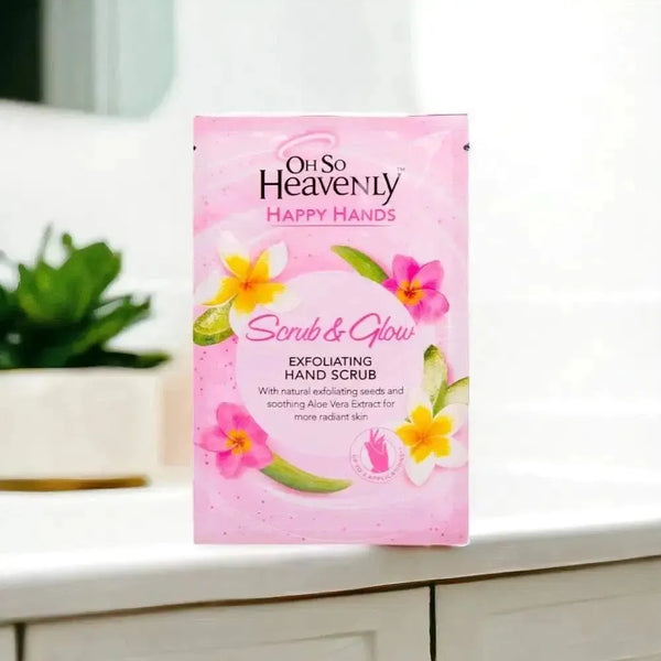Oh So Heavenly Happy Hands Scrub exfoliating hand scrub with aloe vera and strawberry seeds for glowing skin