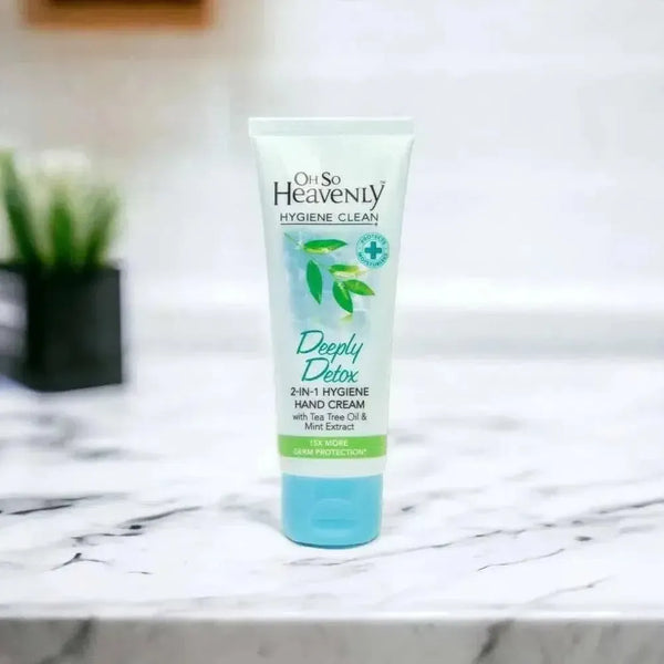 Oh So Heavenly Hygiene Clean Hand Cream Deeply Detox 75ml with Tea Tree Oil and Mint Extract for 24-hour moisturisation and germ protection