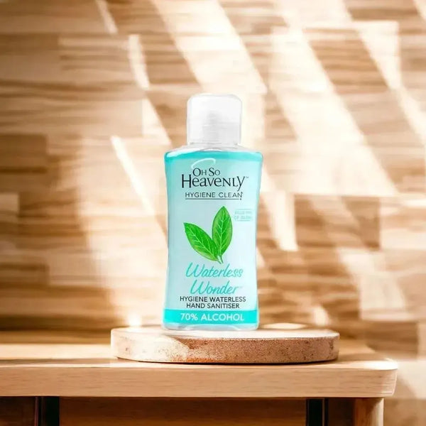 Oh So Heavenly Hygiene Clean Waterless Wonder hand sanitiser 90ml bottle with Tea Tree Oil and 70% alcohol