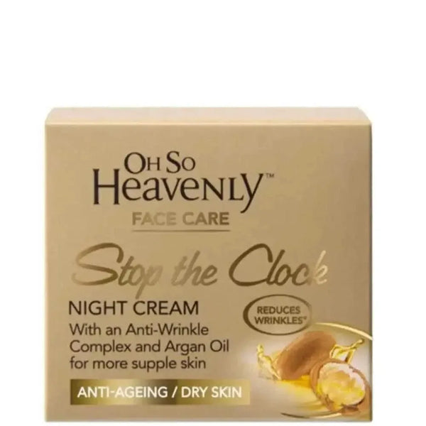 Oh So Heavenly Stop The Clock Night Cream 50ml jar with hydrating and anti-wrinkle ingredients for firmer skin