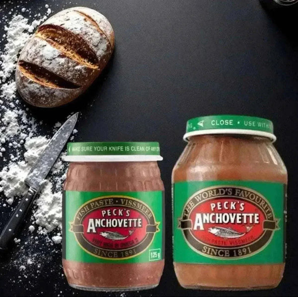 Peck's Anchovette Fish Paste 125g glass jar with rich South African umami flavor and high Omega-3 content