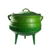 Green enamel 7.8L cast iron Potjie Pot with lid and handle for up to 14 people cooking on various heat sources