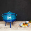 Blue enamel Potjie Pot 7.8L cast iron with lid and handle for 14 people cooking