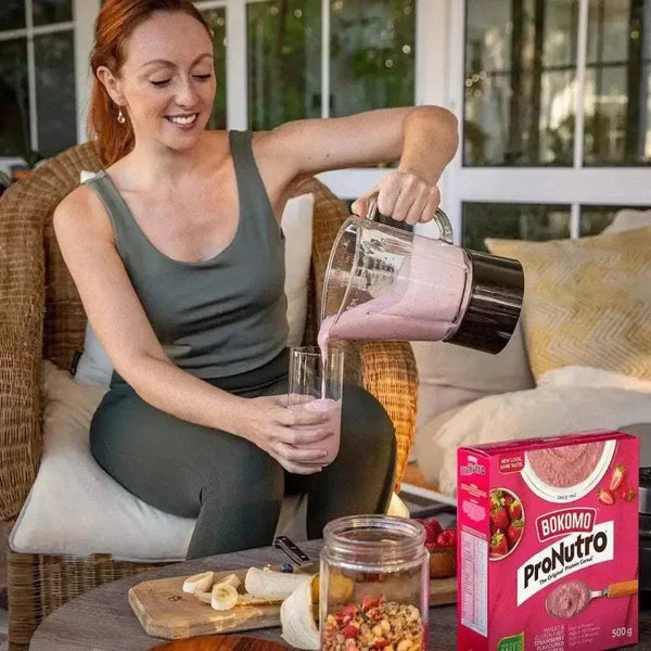 Bokomo ProNutro Strawberry cereal 500g box packed with protein and essential vitamins for balanced nutrition